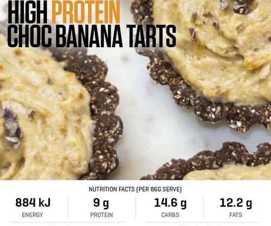 High Protein Raw Choc Banana Tarts recipe from Bulk Nutrients