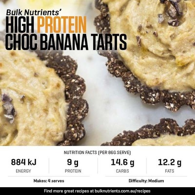 High Protein Raw Choc Banana Tarts recipe from Bulk Nutrients