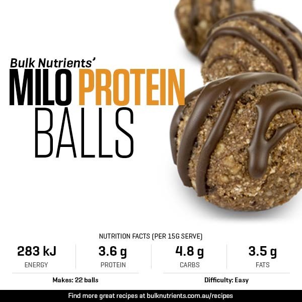 Milo Protein Balls recipe from Bulk Nutrients
