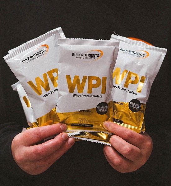 Bulk Nutrients' Whey Protein Isolate Sample Pack are perfect for when you're travelling