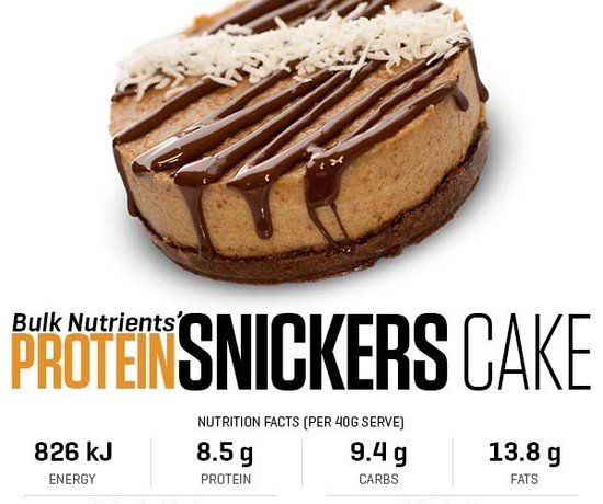 Protein Snickers Cake recipe from Bulk Nutrients