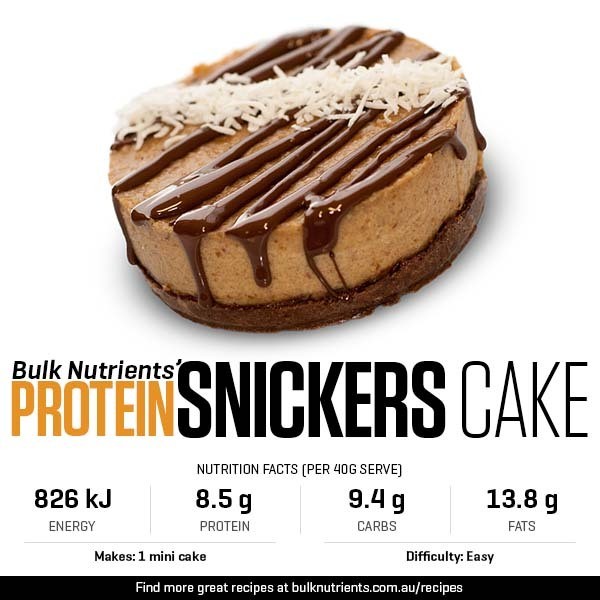 Protein Snickers Cake recipe from Bulk Nutrients 