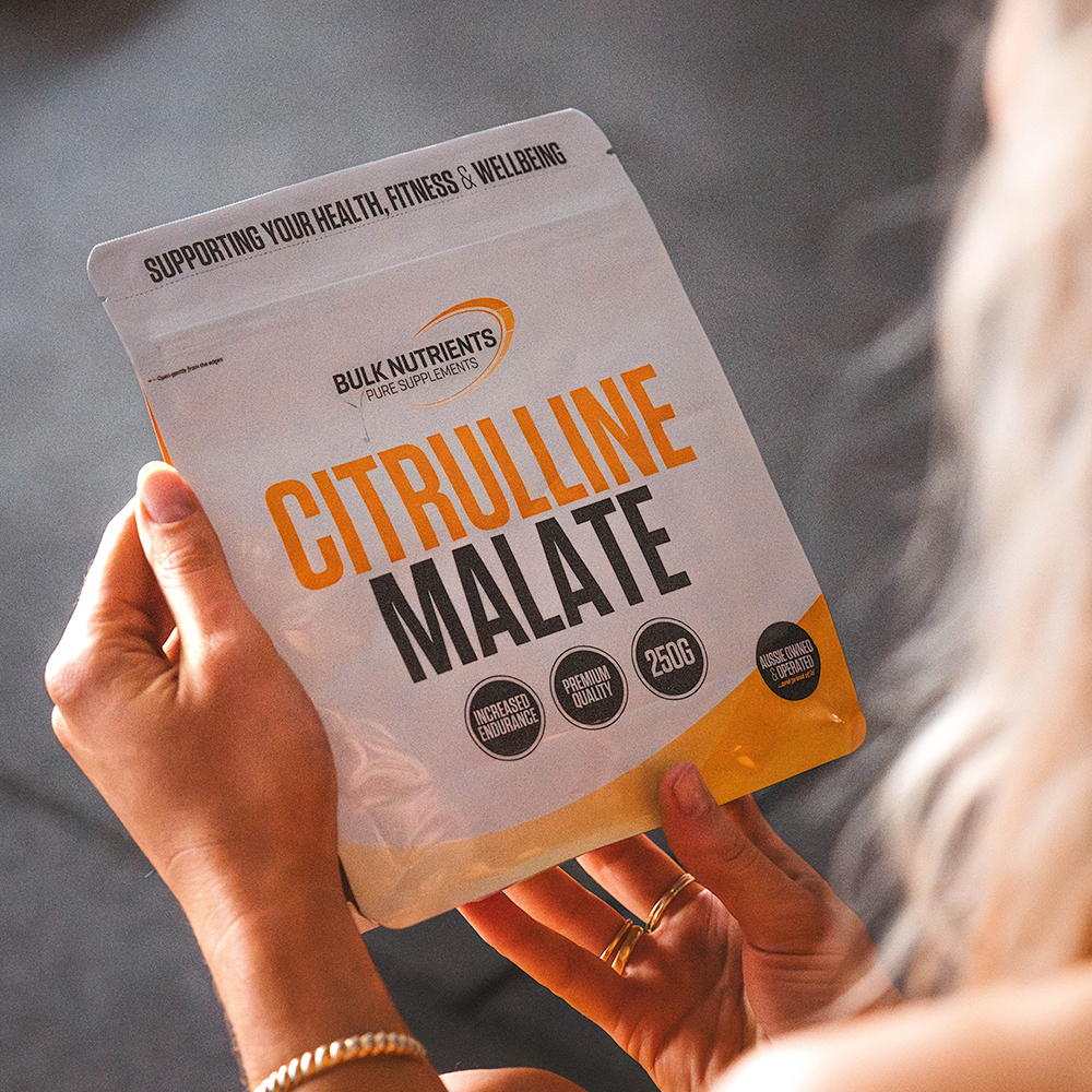100% Pharmaceutical Grade, Bulk Nutrients' Citrulline Malate Powder is lactose free and does not contain any gluten in the raw ingredients. Available in 250g and 1kg pouches.