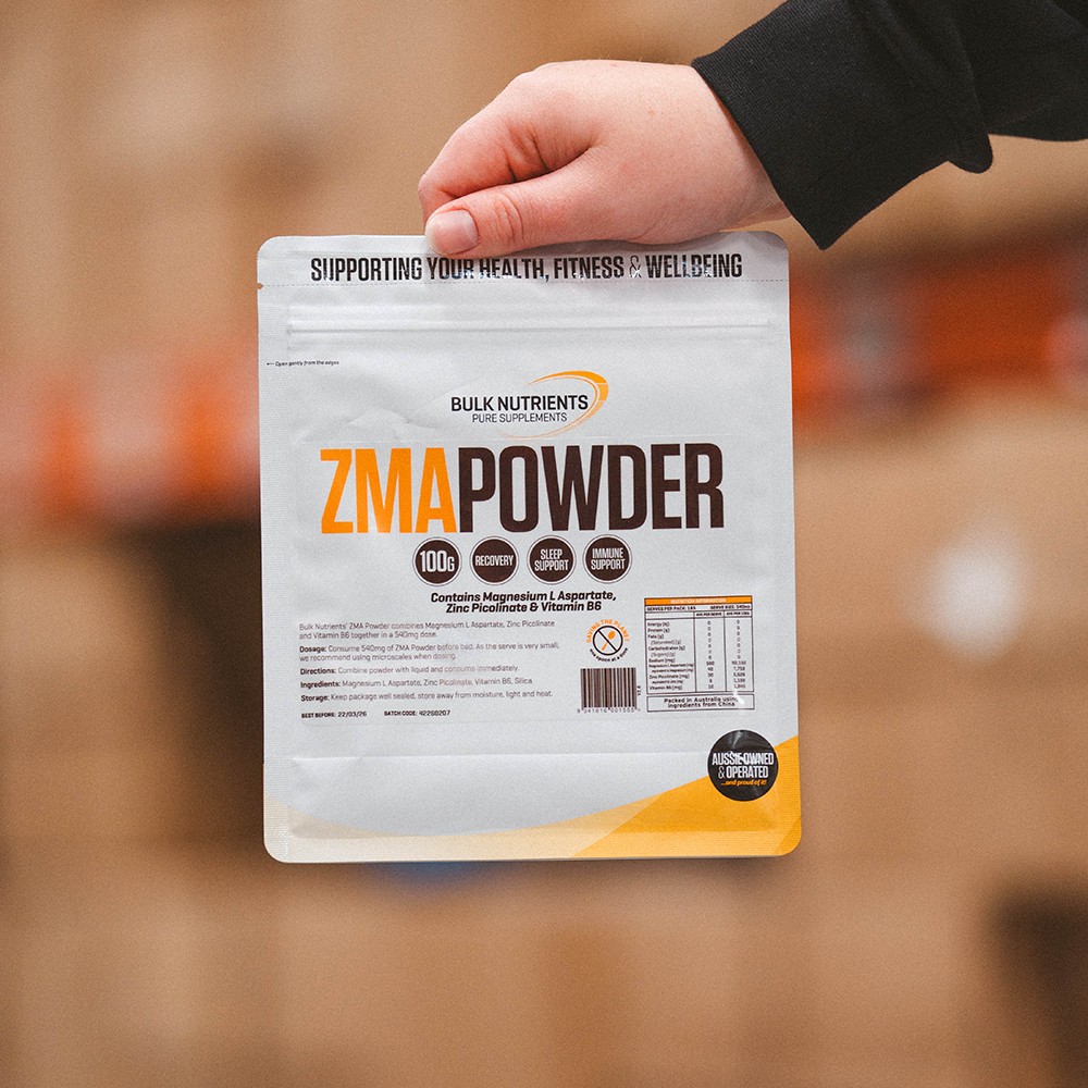 Bulk Nutrients' ZMA Powder combines Zinc Magnesium and Vitamin B6 and found to have positive effects on athletes