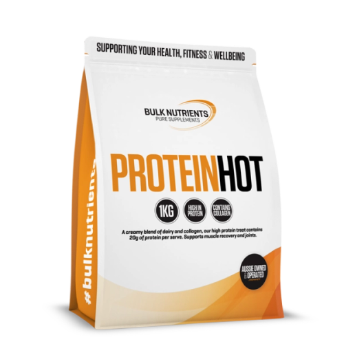 Bulk Nutrients' Protein Hot Bulk Pack is a creamy hot drink mix that offers 20g of protein per serve in Chocolate and Vanilla Chai flavours