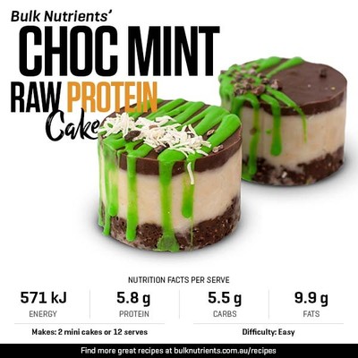 Choc Mint Raw Protein Cake recipe from Bulk Nutrients 