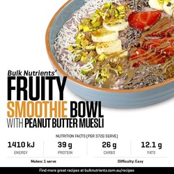 Fruity Smoothie Bowl with Peanut Butter Muesli recipe from Bulk Nutrients 