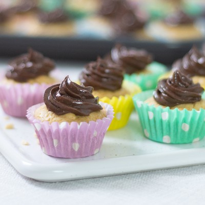 High Protein Mini Choc Peanut Butter Cupcakes recipe from Bulk Nutrients