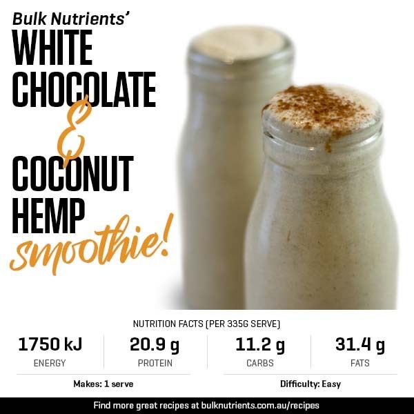 White Chocolate and Coconut Hemp Smoothie recipe from Bulk Nutrients 