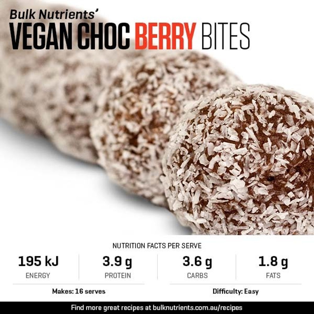 Plant Based Choc Berry Bite Recipe | Bulk Nutrients Recipe