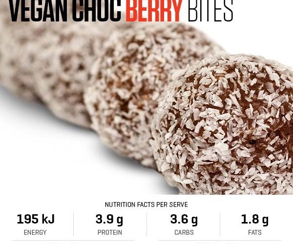 Vegan Choc Berry Bites recipe from Bulk Nutrients