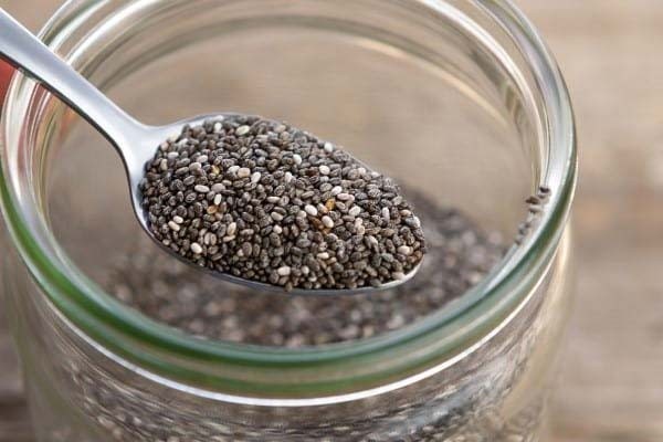A jar full of Chia seeds.