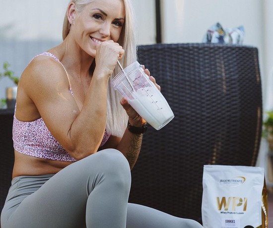 Bulk Ambassador Tarran Lee enjoying a shaker full of Bulk Nutrient's Whey Protein Isolate WPI