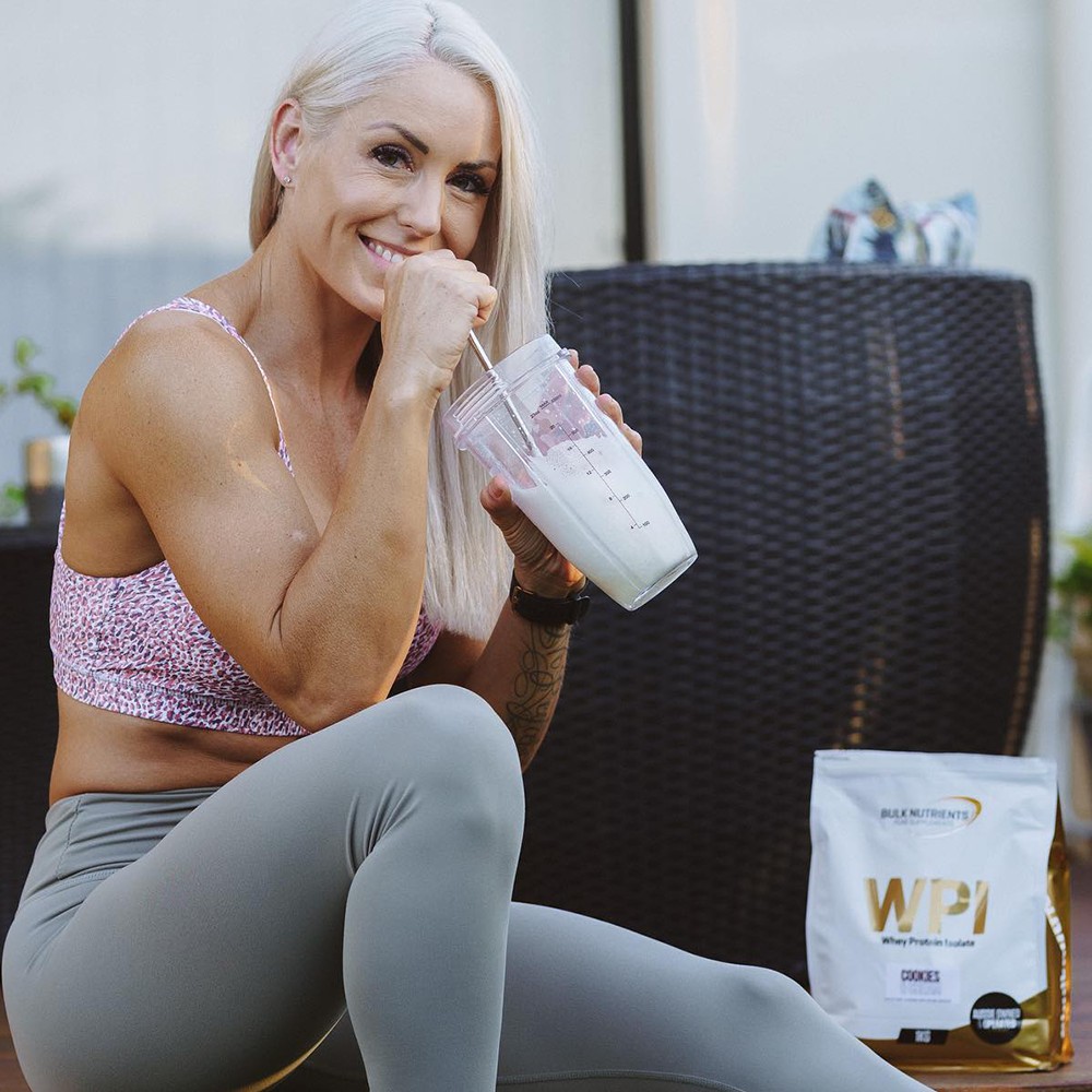 Bulk Ambassador Tarran Lee enjoying a shaker full of Bulk Nutrient's Whey Protein Isolate WPI