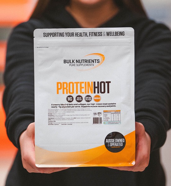 Bulk Nutrients' Protein Hot Bulk Pack is a creamy hot drink mix that offers 20g of protein per serve in Chocolate and Vanilla Chai flavours