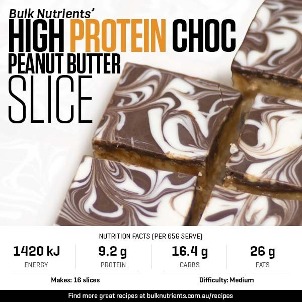 High Protein Choc Peanut Butter Slice recipe from Bulk Nutrients