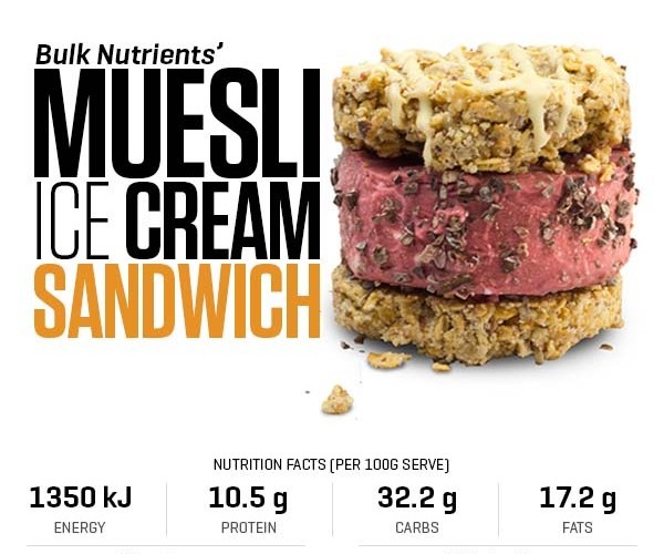 Muesli Ice Cream Sandwich recipe from Bulk Nutrients