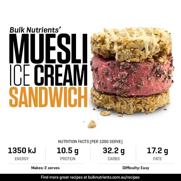 Muesli Ice Cream Sandwich recipe from Bulk Nutrients