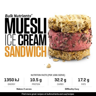 Muesli Ice Cream Sandwich recipe from Bulk Nutrients 
