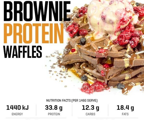 Brownie Protein Waffles and Raspberry Ripple Ice Cream recipe from Bulk Nutrients