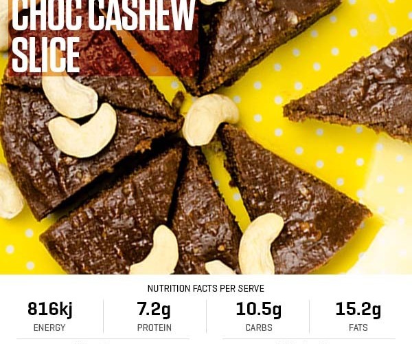 Choc Cashew Slice recipe from Bulk Nutrients