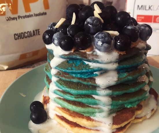 High protein Ombré Protein Pancake Stack recipe from Bulk Nutrients