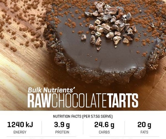 Raw Chocolate Tarts recipe from Bulk Nutrients.