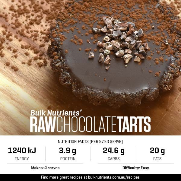 Raw Chocolate Tarts recipe from Bulk Nutrients.