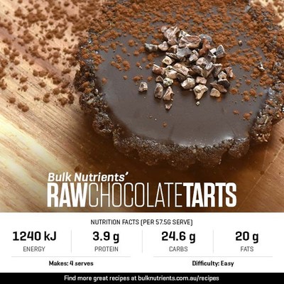 Raw Chocolate Tarts recipe from Bulk Nutrients.