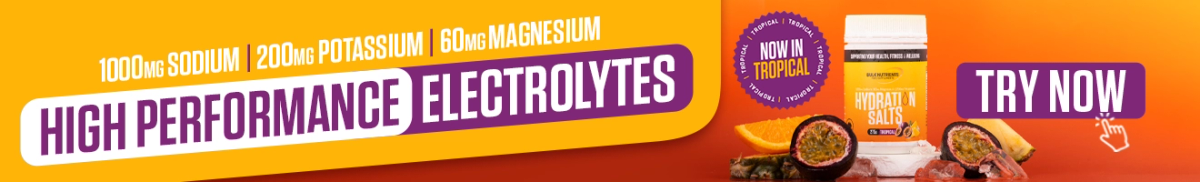 1000mg of Sodium, 200mg of Potassium, 60mg of Magnesium, high performance electrolytes salts now in Tropical flavour - Try Now!
