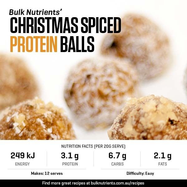 Christmas Spiced Protein Balls recipe from Bulk Nutrients 