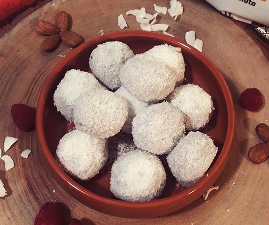 High protein Raspberry Coconut Protein Balls recipe from Bulk Nutrients