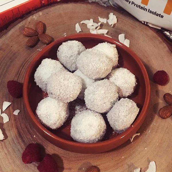 High protein Raspberry Coconut Protein Balls recipe from Bulk Nutrients