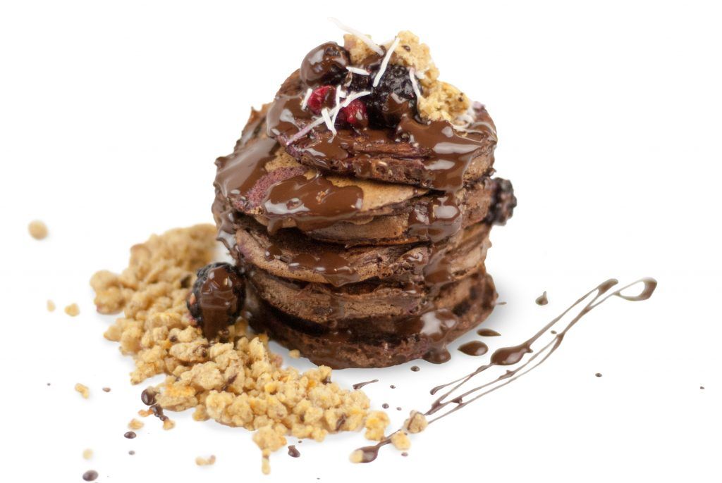 Chocolate Berry Pancakes with Oat Crumble recipe from Bulk Nutrients 