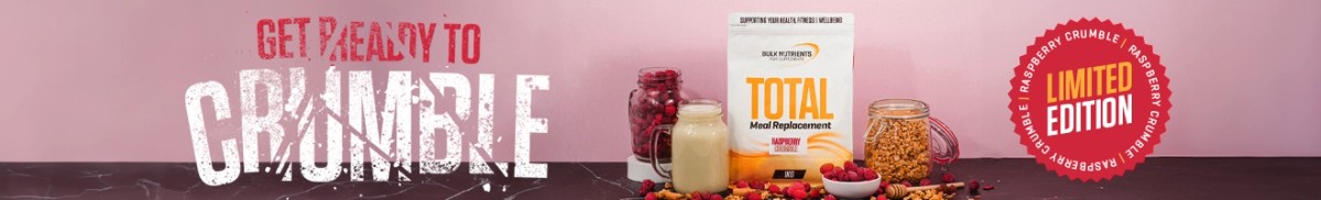 Get ready to crumble! Bulk Nutrients Total Meal Replacement limited edition Raspberry Crumble - Try it now!