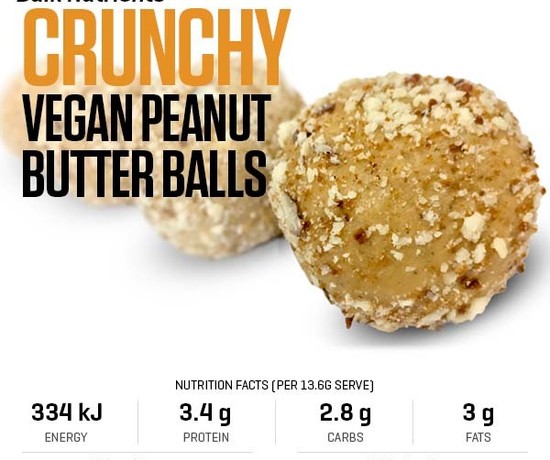 Crunchy Vegan Peanut Butter Balls recipe from Bulk Nutrients