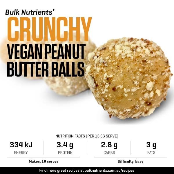 Crunchy Vegan Peanut Butter Balls recipe from Bulk Nutrients 