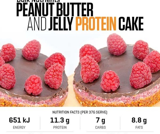 Peanut Butter and Jelly Protein Cake recipe from Bulk Nutrients