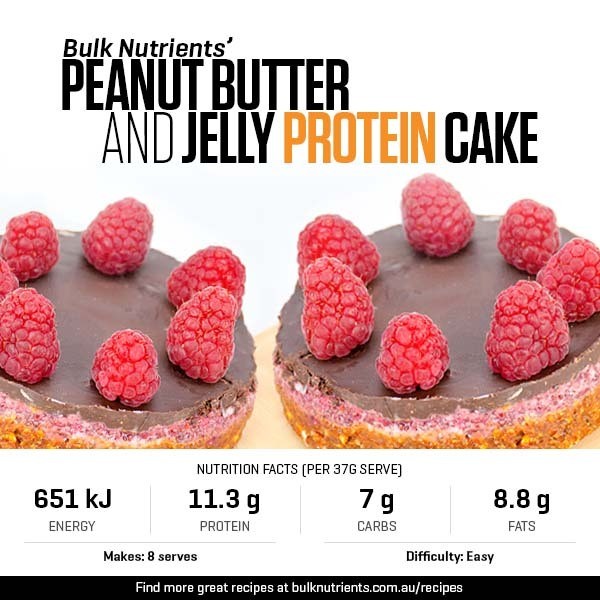 Peanut Butter and Jelly Protein Cake recipe from Bulk Nutrients