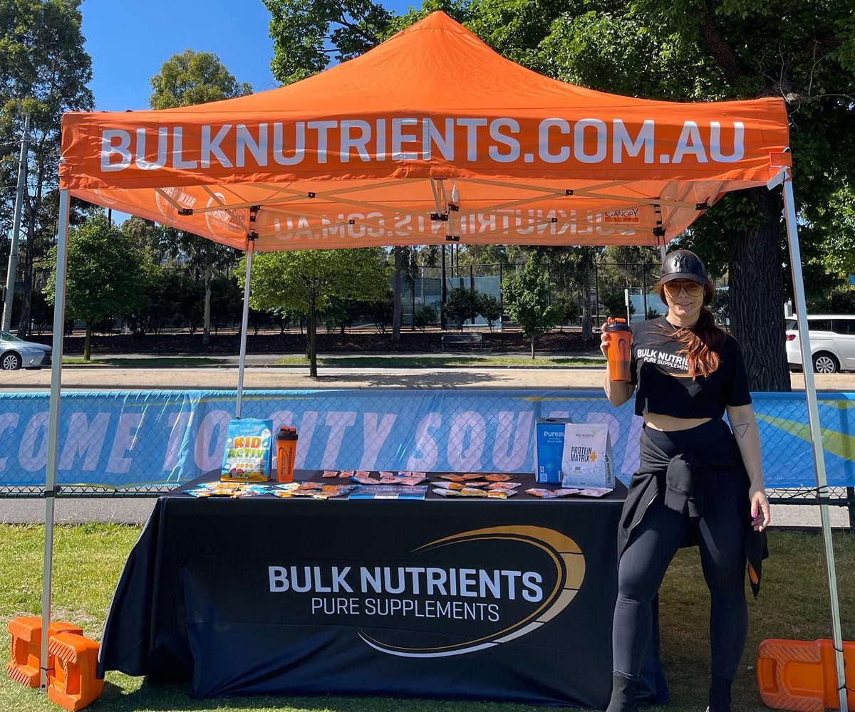 Bulk Nutrients Ambassador Ellena Tsatsos with Bulk shade tent