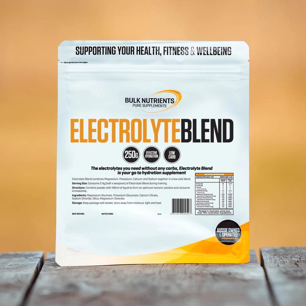 Bulk Nutrients' Electrolyte Blend containing the electrolytes you need without any carbohydrates its the go to rehydrating supplement