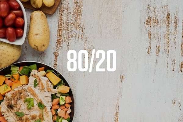 To follow the 80/20 approach you consume healthy, wholesome foods 80% of the time and allow more ‘treat’ style foods into the diet 20% of the time.