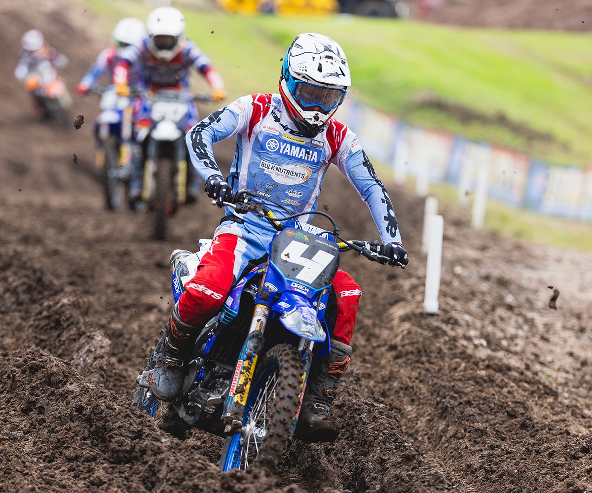 WBR Yamaha team - Rider Kobe Drew (4) in the mud