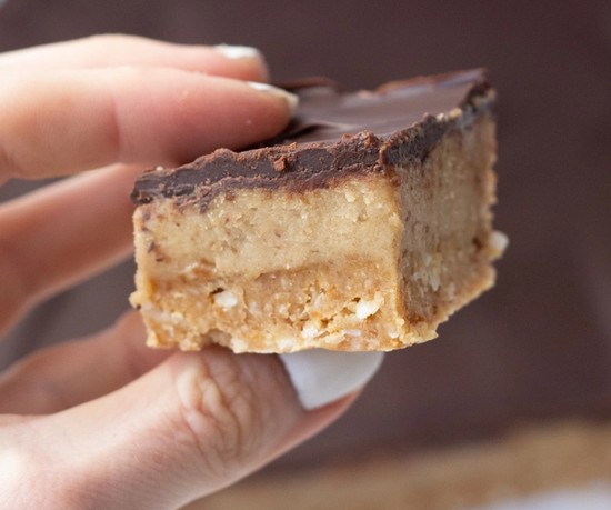 High protein Choc Caramel Anzac Slice recipe from Bulk Nutrients