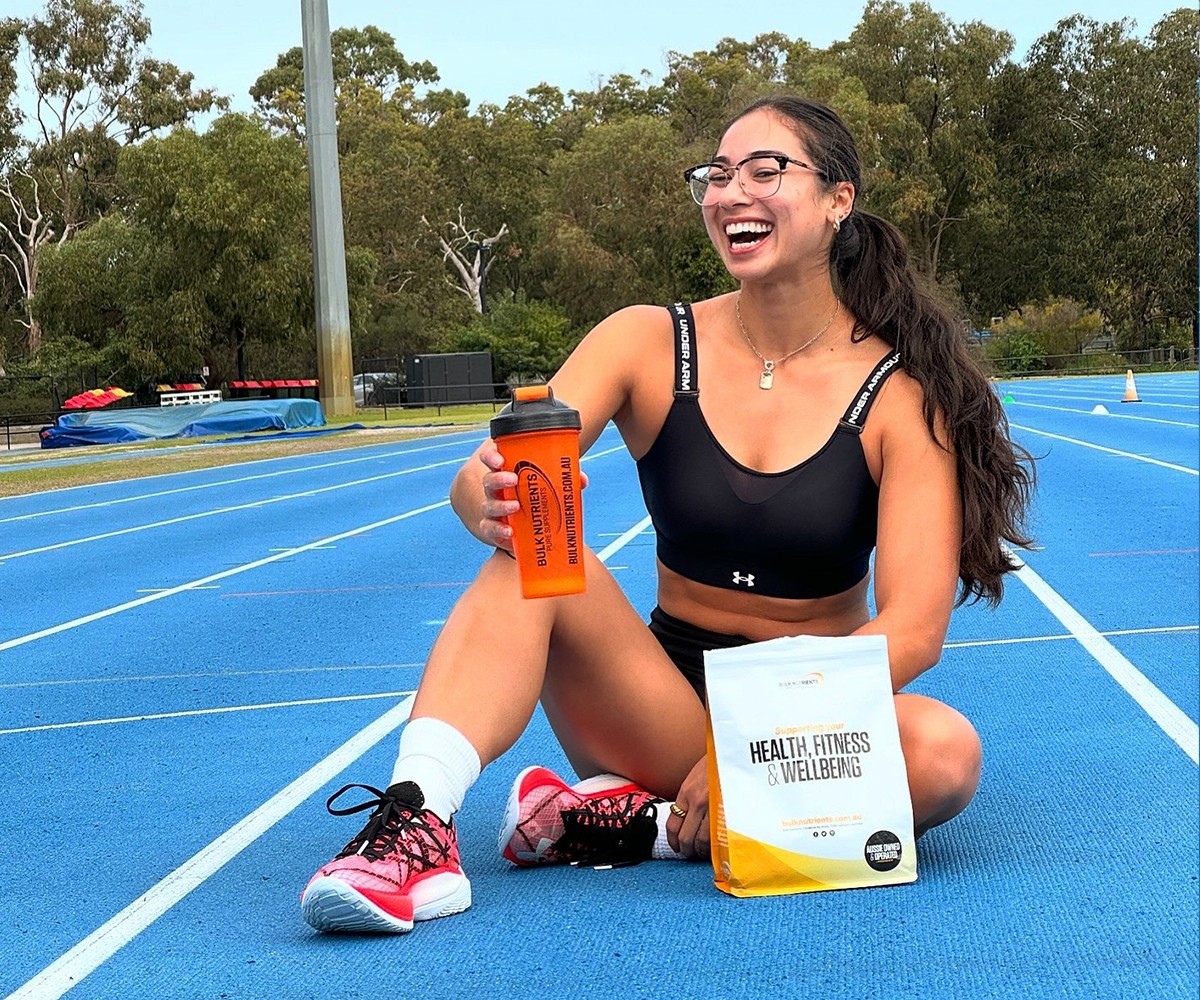 Bulk Nutrients Ambassador Sarah Schwarz with Bulk Nutrients Products