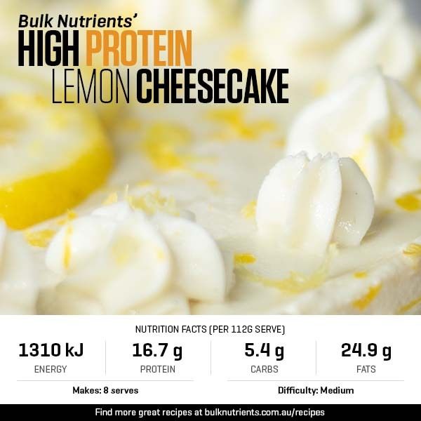 High Protein Lemon Cheesecake recipe from Bulk Nutrients