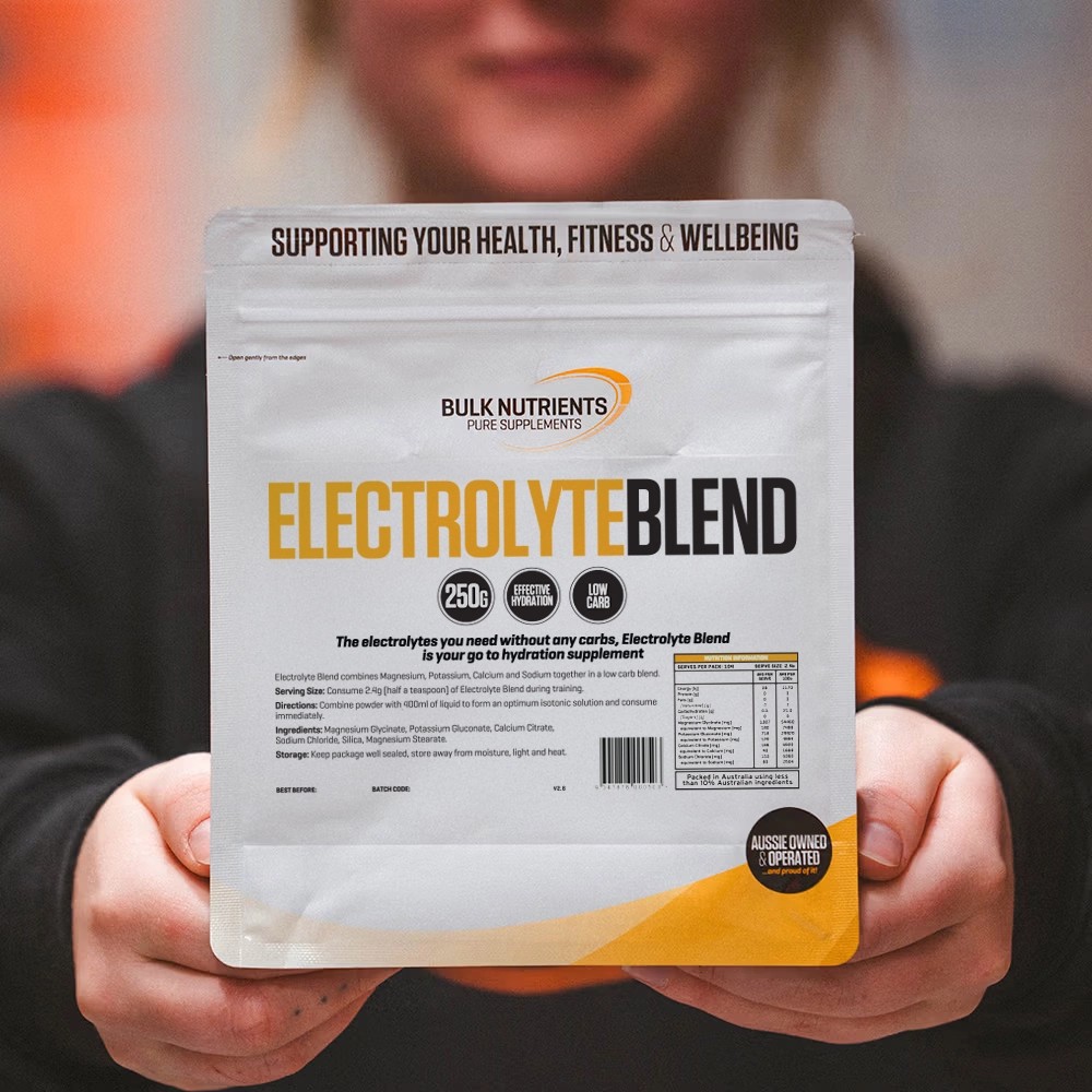 Electrolytes are lost during perspiration, so rehydrating with Bulk Nutrients' Electrolyte Blend can be beneficial to strength and endurance athletes.