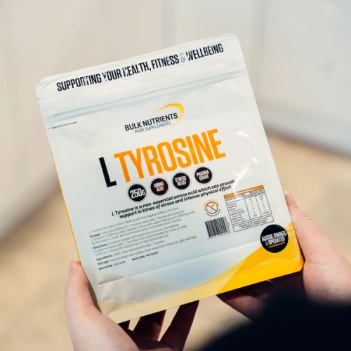 Bulk Nutrients' L Tyrosine is a non-essential amino acid which can have a positive effect on neurotransmitters like epinephrine, norepinephrine, etc.
