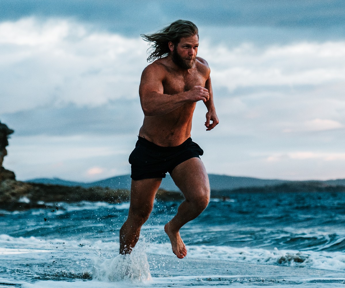 Bulk Nutrients Ambassadors Andy Leigh running in the water