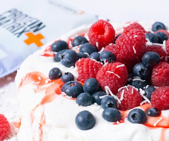 High protein 12 Days of Christmas Mixed Berry Pavlova recipe from Bulk Nutrients